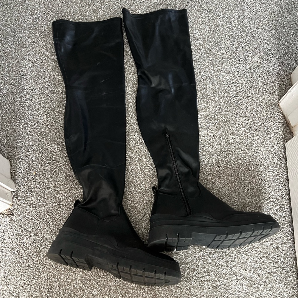 ASOS Thigh High Leather Look Boots
